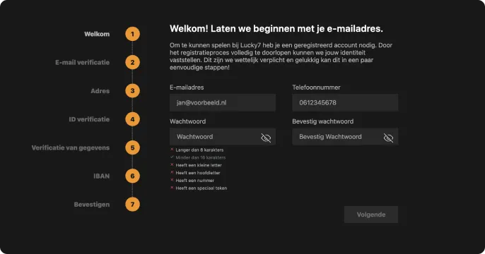 Lucky 7 Registratie